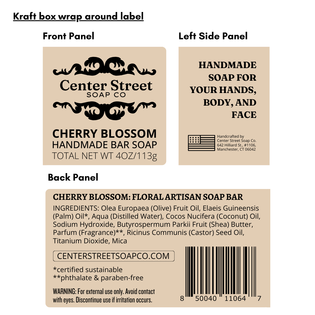 Cherry Blossom Vegan Handmade Soap Bar - 4oz