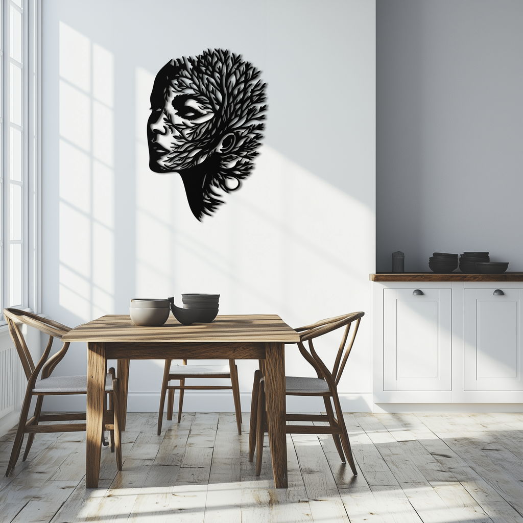 Tree Woman Metal Wall Art - Nature-Inspired Female Silhouette Decor- KAF472